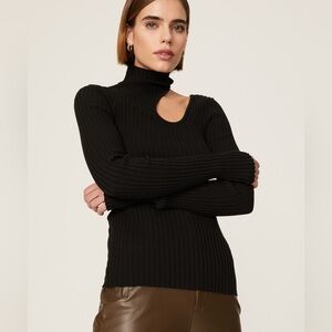 ANINE BING Victoria Cut Out Sweater, Black, Medium